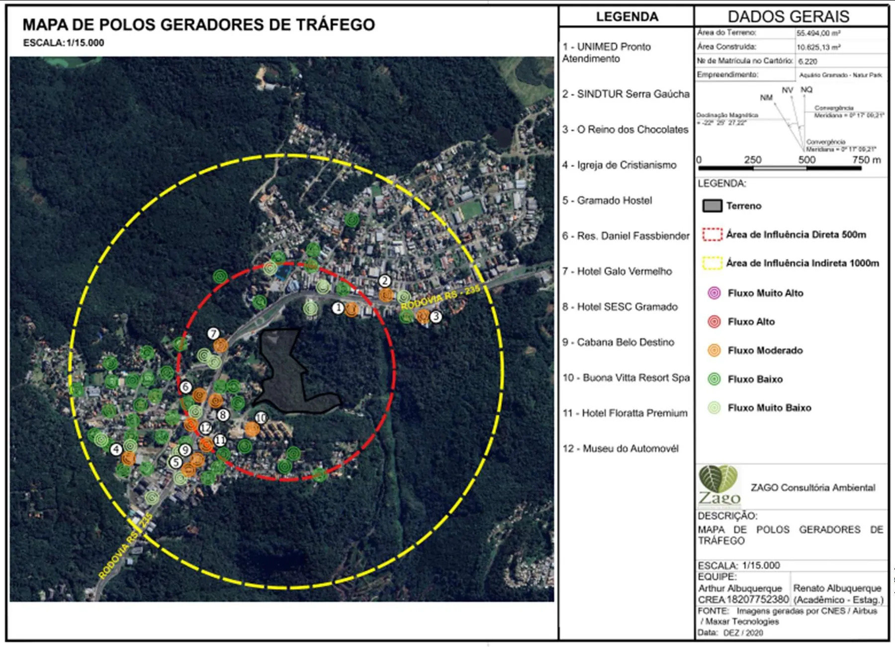 Mapa de polos geradores de tráfego e viagens no entorno